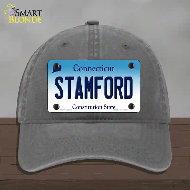 Stamford Connecticut Novelty License Plate Hat Unconstructed Cotton / Charcoal