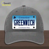 Greenwich Connecticut Novelty License Plate Hat Unconstructed Cotton / Charcoal