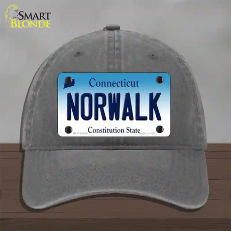 Norwalk Connecticut Novelty License Plate Hat Unconstructed Cotton / Charcoal