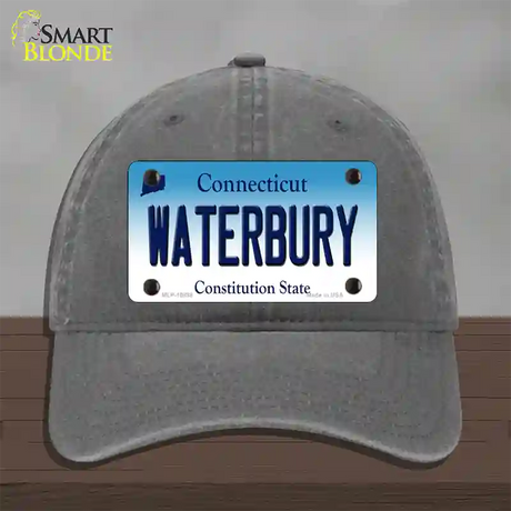 Waterbury Connecticut Novelty License Plate Hat Unconstructed Cotton / Charcoal