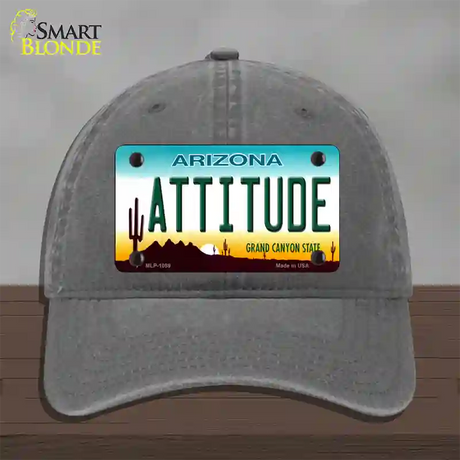 Arizona Attitude Novelty License Plate Hat Unconstructed Cotton / Charcoal