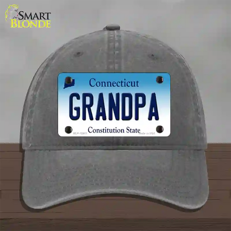 Grandpa Connecticut Novelty License Plate Hat Unconstructed Cotton / Charcoal