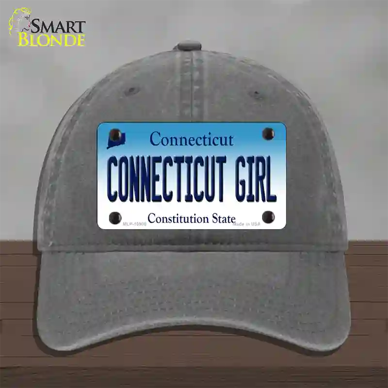 Connecticut Girl Connecticut Novelty License Plate Hat Unconstructed Cotton / Charcoal