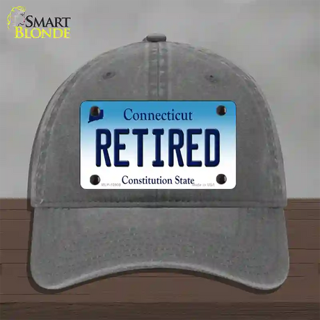 Retired Connecticut Novelty License Plate Hat Unconstructed Cotton / Charcoal