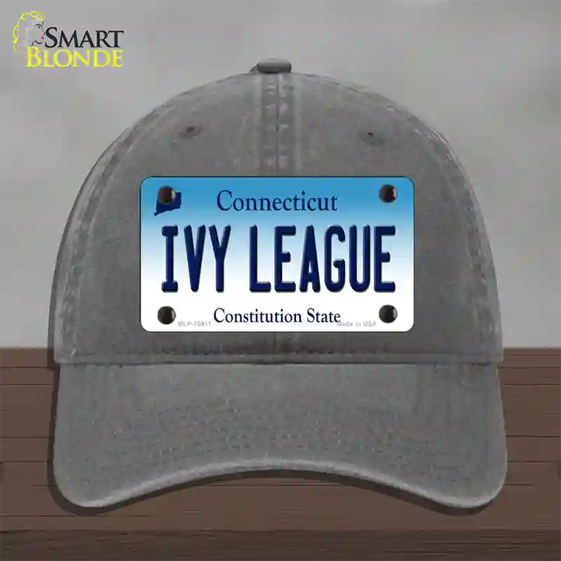 Ivy League Connecticut Novelty License Plate Hat Unconstructed Cotton / Charcoal