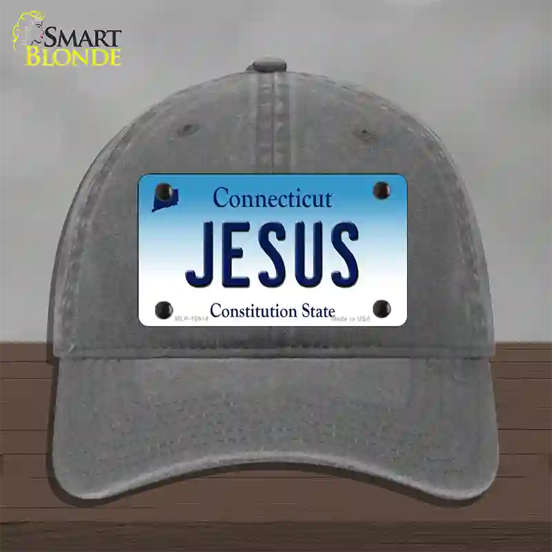 Jesus Connecticut Novelty License Plate Hat Unconstructed Cotton / Charcoal