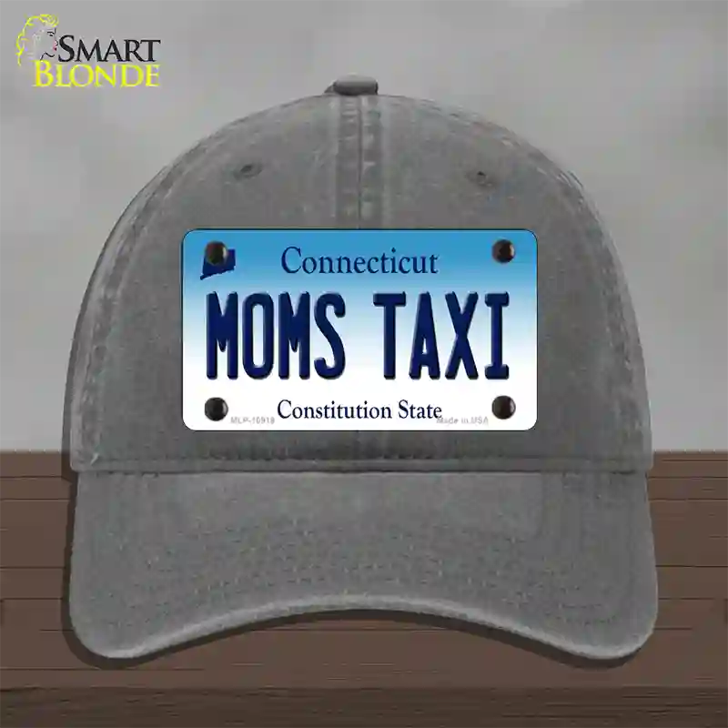 Moms Taxi Connecticut Novelty License Plate Hat Unconstructed Cotton / Charcoal