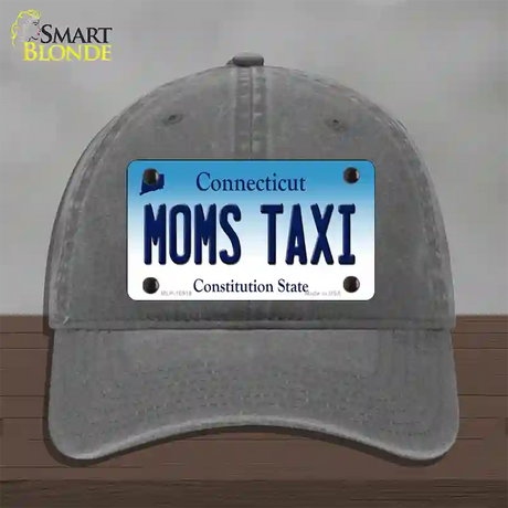 Moms Taxi Connecticut Novelty License Plate Hat Unconstructed Cotton / Charcoal