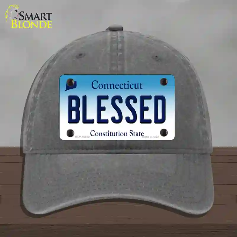 Blessed Connecticut Novelty License Plate Hat Unconstructed Cotton / Charcoal