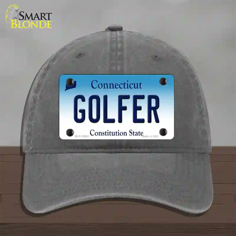 Golfer Connecticut Novelty License Plate Hat Unconstructed Cotton / Charcoal