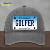 Golfer Connecticut Novelty License Plate Hat Unconstructed Cotton / Charcoal