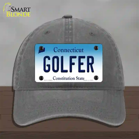 Golfer Connecticut Novelty License Plate Hat Unconstructed Cotton / Charcoal