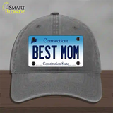 Best Mom Connecticut Novelty License Plate Hat Unconstructed Cotton / Charcoal