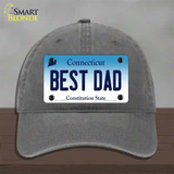 Best Dad Connecticut Novelty License Plate Hat Unconstructed Cotton / Charcoal