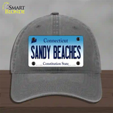 Sandy Beaches Connecticut Novelty License Plate Hat Unconstructed Cotton / Charcoal