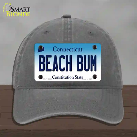 Beach Bum Connecticut Novelty License Plate Hat Unconstructed Cotton / Charcoal