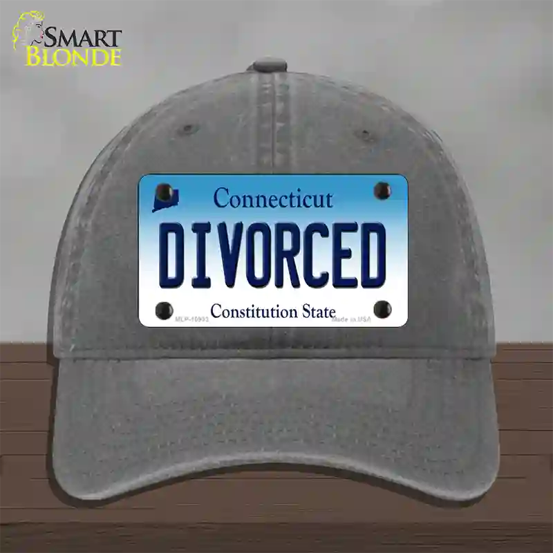 Divorced Connecticut Novelty License Plate Hat Unconstructed Cotton / Charcoal