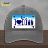 I Love Iowa Novelty License Plate Hat Unconstructed Cotton / Charcoal