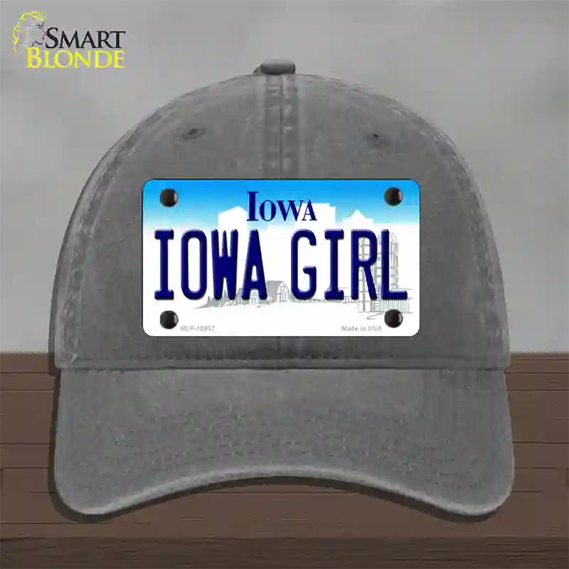 Iowa Girl Iowa Novelty License Plate Hat Unconstructed Cotton / Charcoal