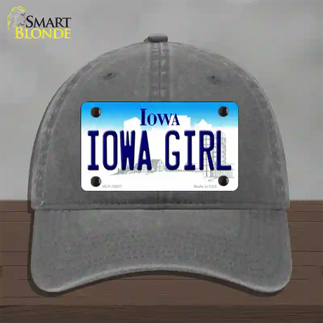 Iowa Girl Iowa Novelty License Plate Hat Unconstructed Cotton / Charcoal