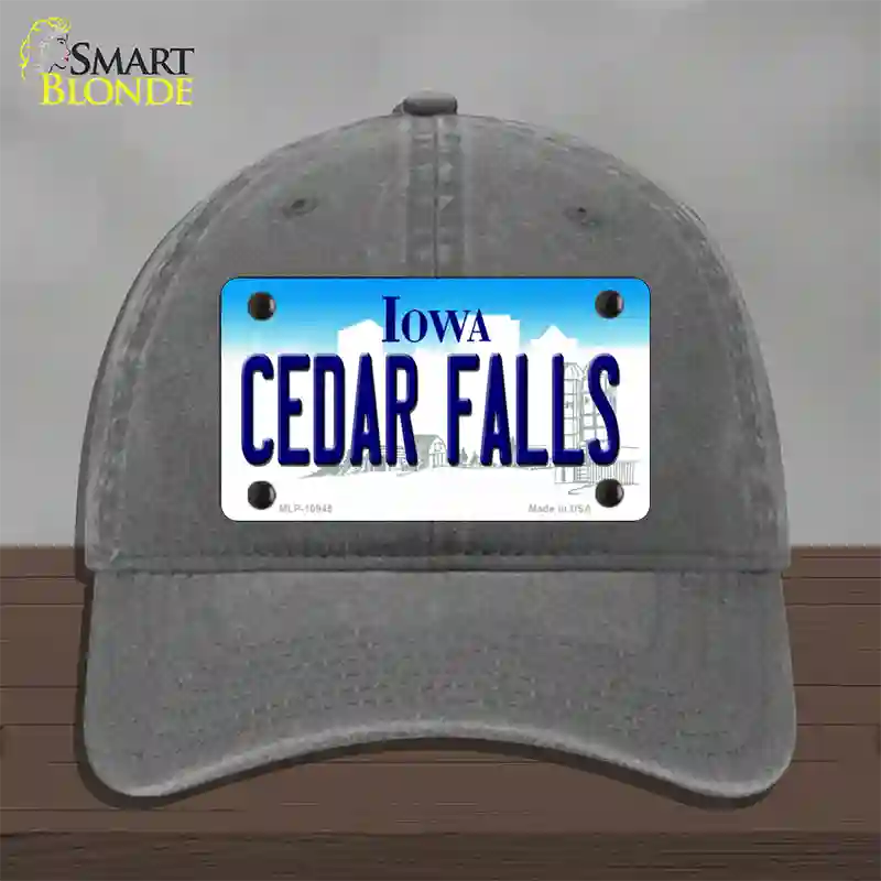 Cedar Falls Iowa Novelty License Plate Hat Unconstructed Cotton / Charcoal