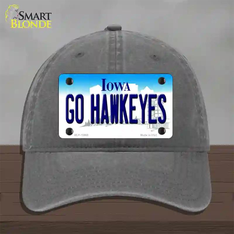 Go Hawkeyes Iowa Novelty License Plate Hat Unconstructed Cotton / Charcoal