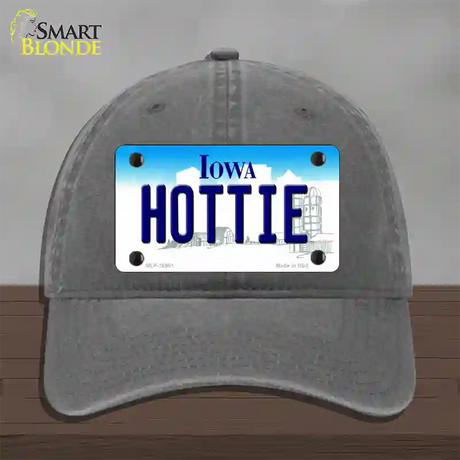 Hottie Iowa Novelty License Plate Hat Unconstructed Cotton / Charcoal