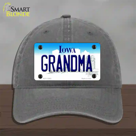 Grandma Iowa Novelty License Plate Hat Unconstructed Cotton / Charcoal