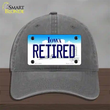 Retired Iowa Novelty License Plate Hat Unconstructed Cotton / Charcoal