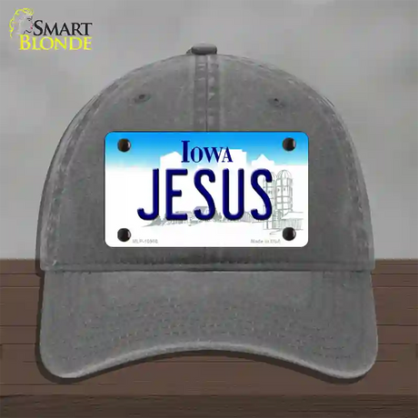 Jesus Iowa Novelty License Plate Hat Unconstructed Cotton / Charcoal