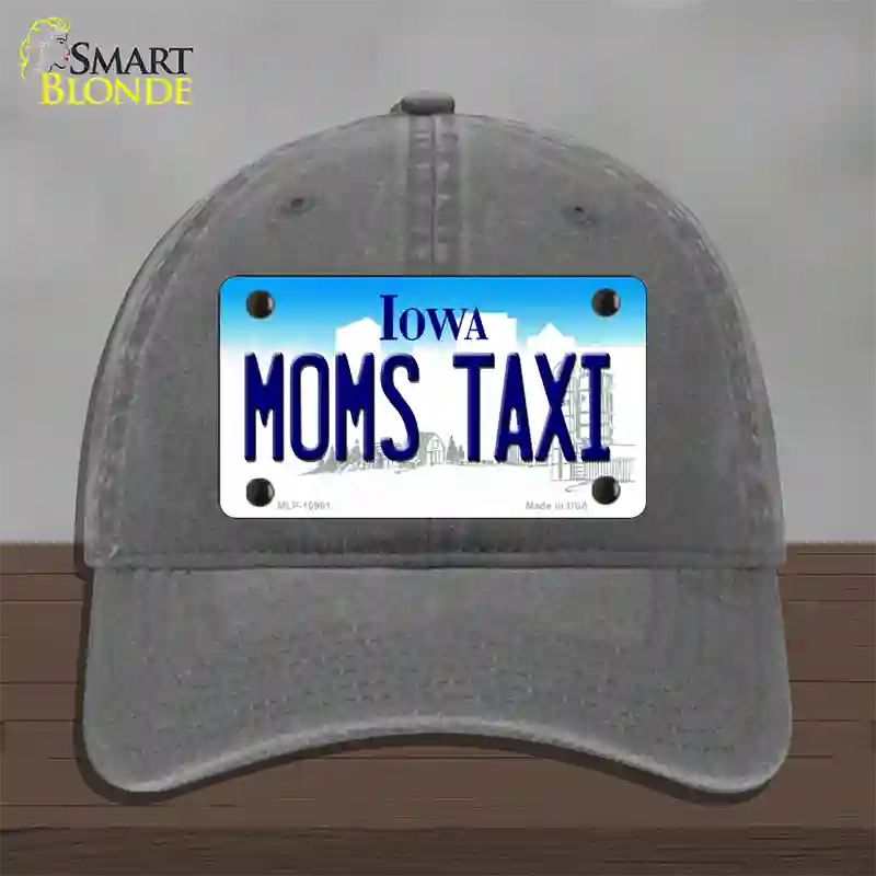 Moms Taxi Iowa Novelty License Plate Hat Unconstructed Cotton / Charcoal