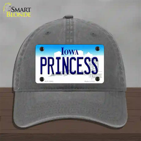 Princess Iowa Novelty License Plate Hat Unconstructed Cotton / Charcoal