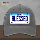 Blessed Iowa Novelty License Plate Hat Unconstructed Cotton / Charcoal