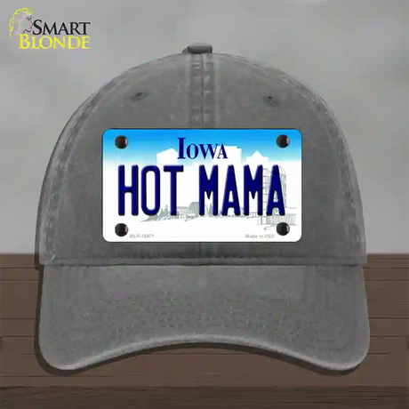 Hot Mama Iowa Novelty License Plate Hat Unconstructed Cotton / Charcoal