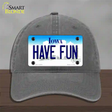 Have Fun Iowa Novelty License Plate Hat Unconstructed Cotton / Charcoal