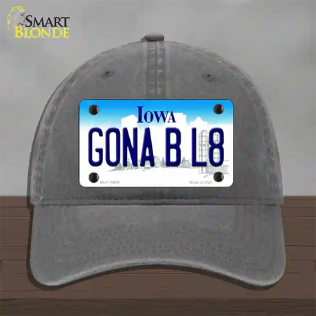 Gona B L8 Iowa Novelty License Plate Hat Unconstructed Cotton / Charcoal