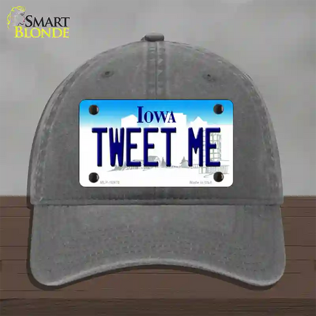 Tweet Me Iowa Novelty License Plate Hat Unconstructed Cotton / Charcoal