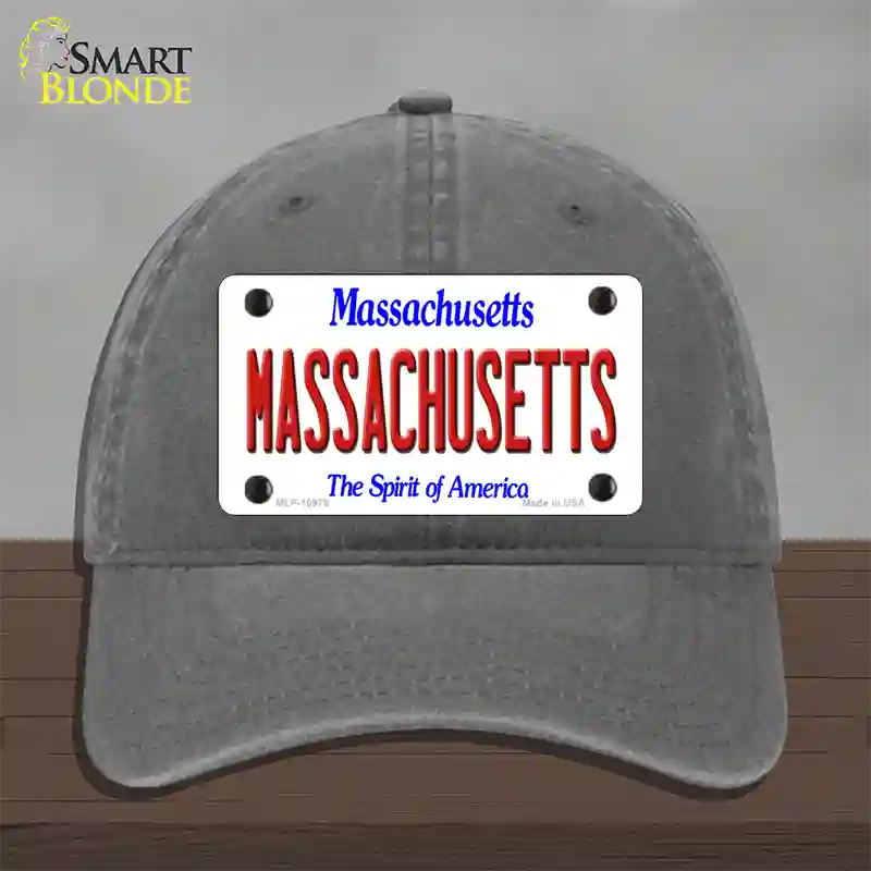 Massachusetts State Novelty License Plate Hat Unconstructed Cotton / Charcoal