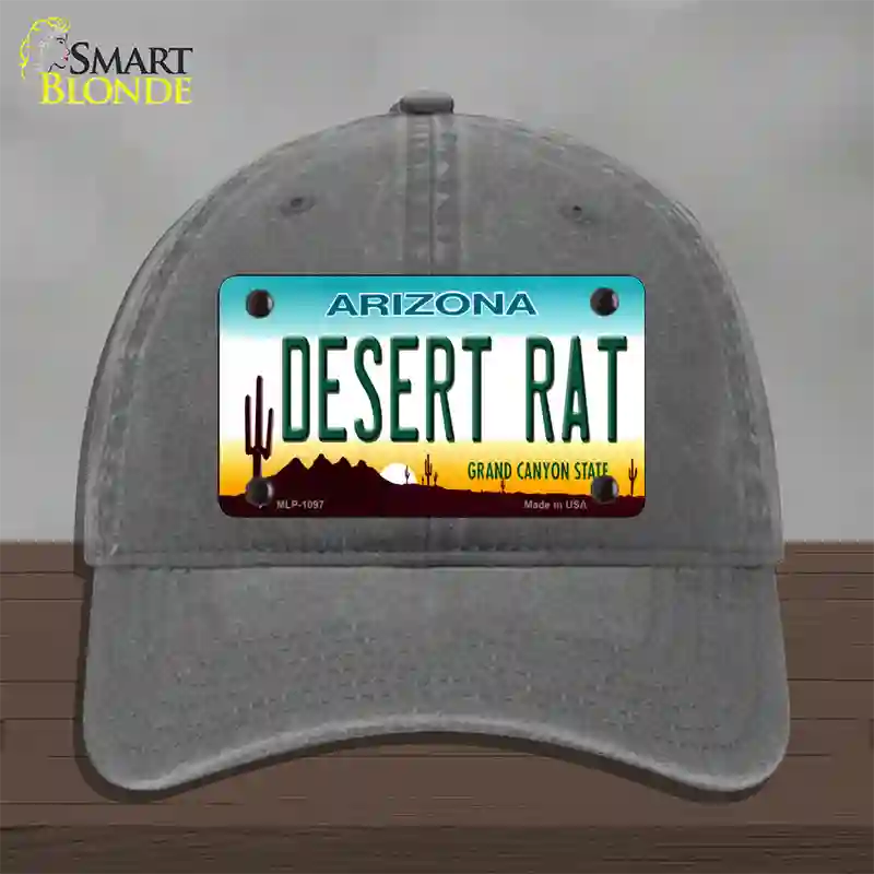 Desert Rat Arizona Novelty License Plate Hat Unconstructed Cotton / Charcoal