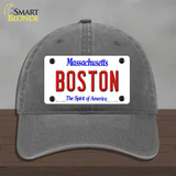 Boston Massachusetts Novelty License Plate Hat Unconstructed Cotton / Charcoal