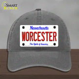 Worcester Massachusetts Novelty License Plate Hat Unconstructed Cotton / Charcoal