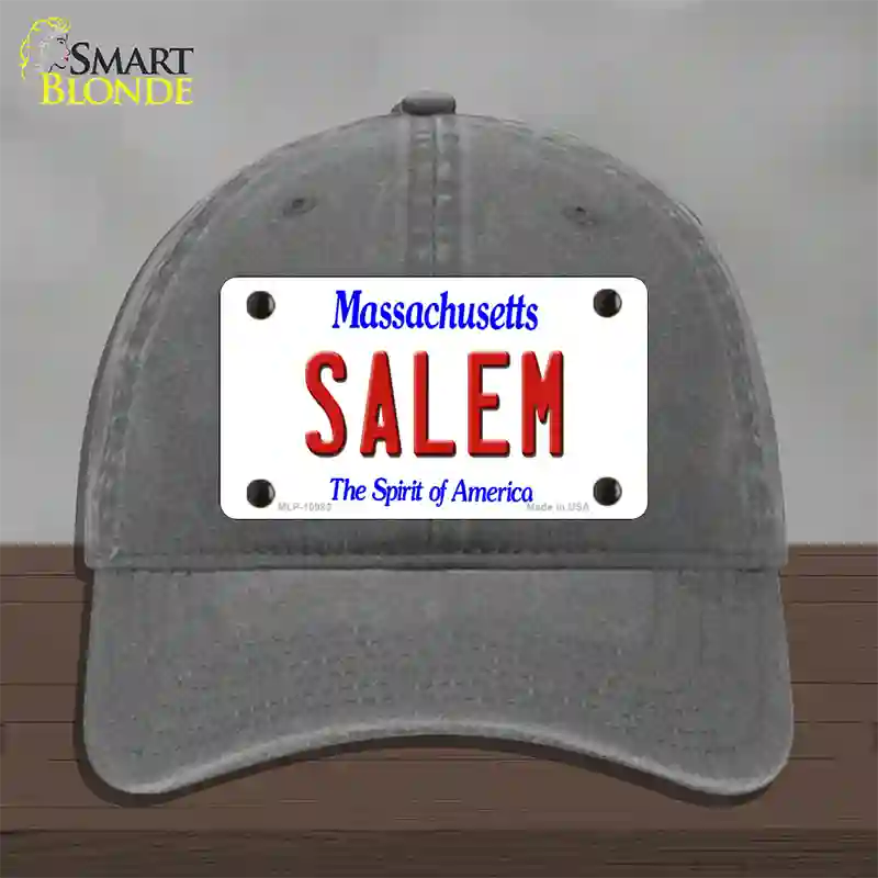 Salem Massachusetts Novelty License Plate Hat Unconstructed Cotton / Charcoal