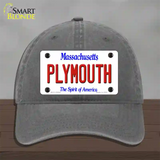 Plymouth Massachusetts Novelty License Plate Hat Unconstructed Cotton / Charcoal