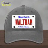 Waltham Massachusetts Novelty License Plate Hat Unconstructed Cotton / Charcoal