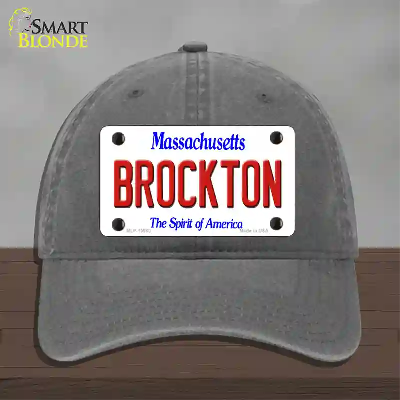 Brockton Massachusetts Novelty License Plate Hat Unconstructed Cotton / Charcoal