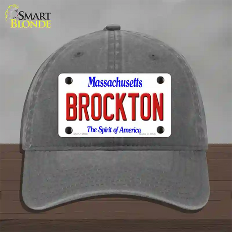 Brockton Massachusetts Novelty License Plate Hat Unconstructed Cotton / Charcoal