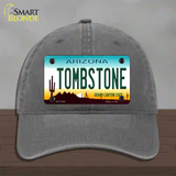 Tombstone Arizona Novelty License Plate Hat Unconstructed Cotton / Charcoal