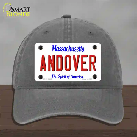 Andover Massachusetts Novelty License Plate Hat Unconstructed Cotton / Charcoal