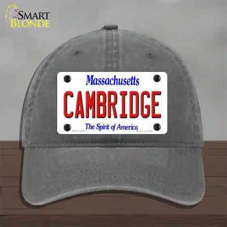 Cambridge Massachusetts Novelty License Plate Hat Unconstructed Cotton / Charcoal