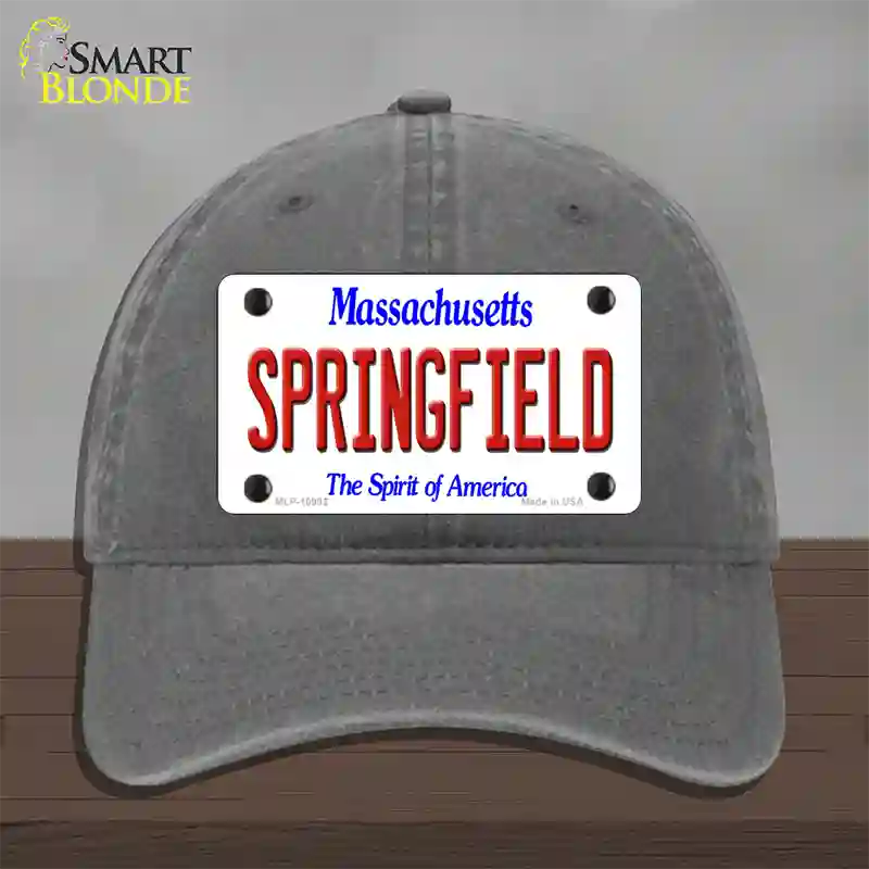 Springfield Massachusetts Novelty License Plate Hat Unconstructed Cotton / Charcoal